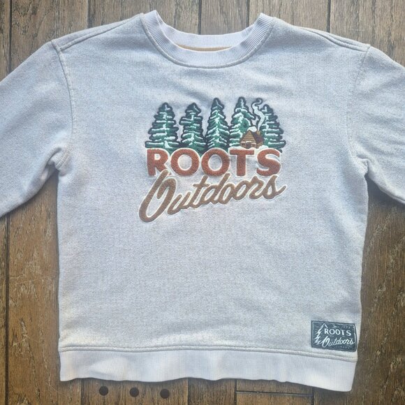 Roots outdoors graphic crewneck sweater with embroidery, size XS - Picture 4 of 15
